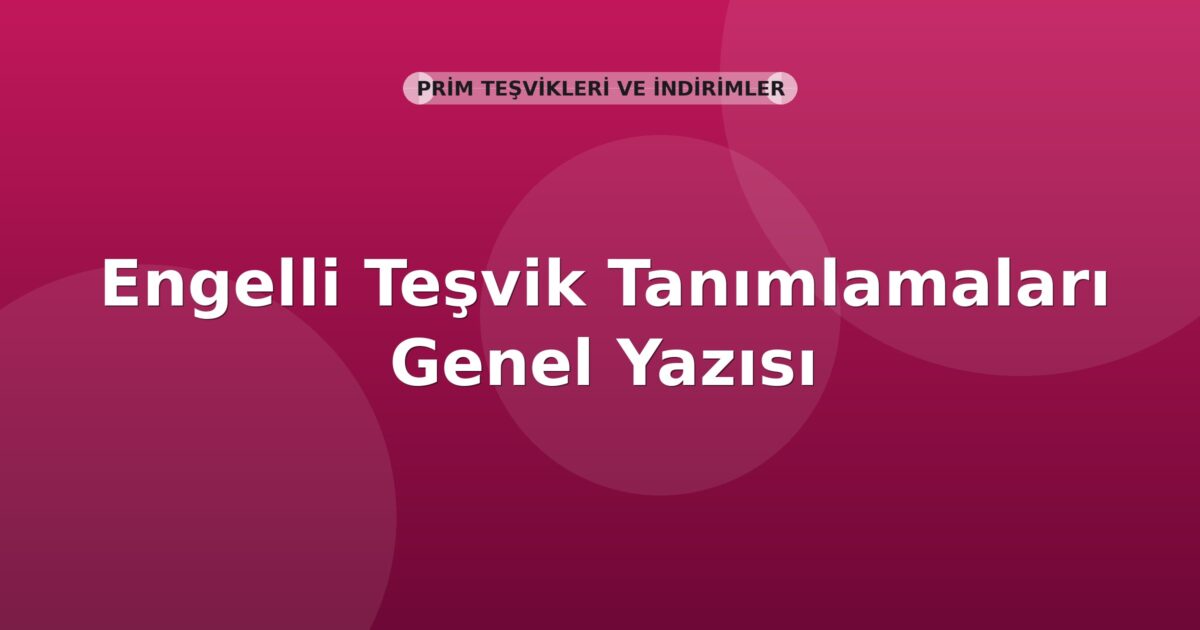 SGK Engelli Teşvik Tanımlamaları Genel Yazısı
