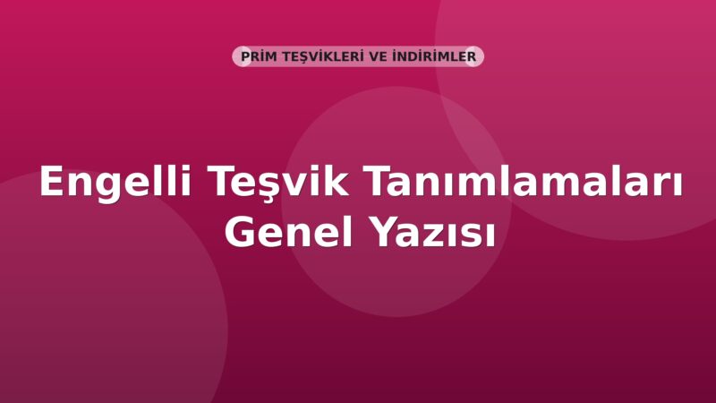 SGK Engelli Teşvik Tanımlamaları Genel Yazısı