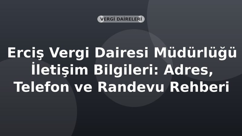 Erciş Vergi Dairesi Müdürlüğü İletişim Bilgileri: Adres, Telefon ve Randevu Rehberi