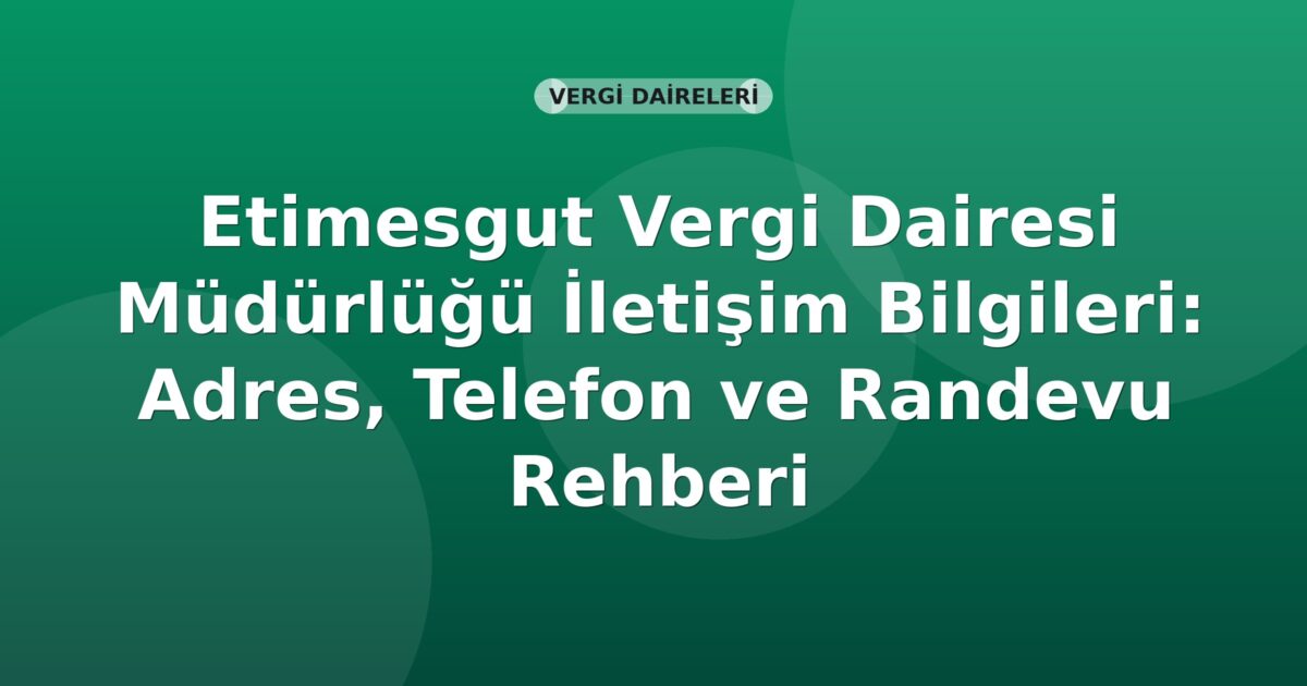 Etimesgut Vergi Dairesi Müdürlüğü İletişim Bilgileri: Adres, Telefon ve Randevu Rehberi