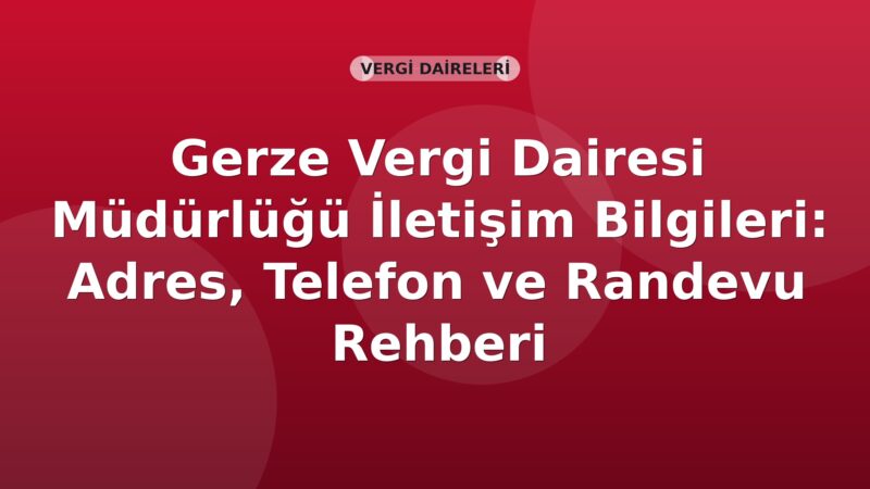 Gerze Vergi Dairesi Müdürlüğü İletişim Bilgileri: Adres, Telefon ve Randevu Rehberi