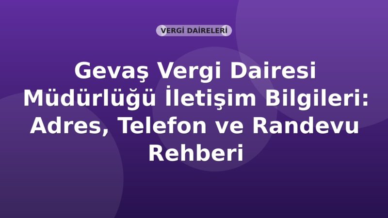Gevaş Vergi Dairesi Müdürlüğü İletişim Bilgileri: Adres, Telefon ve Randevu Rehberi
