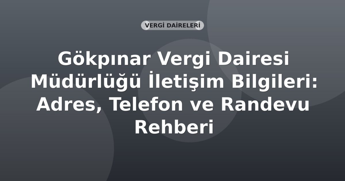 Gökpınar Vergi Dairesi Müdürlüğü İletişim Bilgileri: Adres, Telefon ve Randevu Rehberi