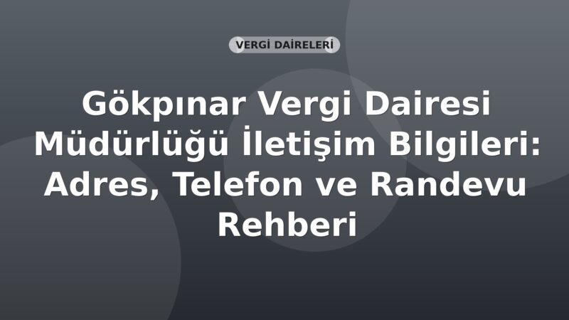 Gökpınar Vergi Dairesi Müdürlüğü İletişim Bilgileri: Adres, Telefon ve Randevu Rehberi