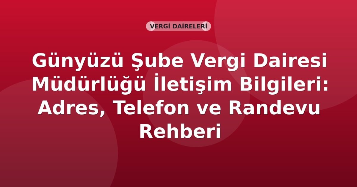 Günyüzü Şube Vergi Dairesi Müdürlüğü İletişim Bilgileri: Adres, Telefon ve Randevu Rehberi