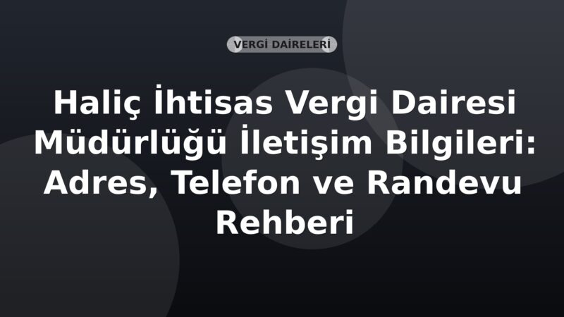 Haliç İhtisas Vergi Dairesi Müdürlüğü İletişim Bilgileri: Adres, Telefon ve Randevu Rehberi