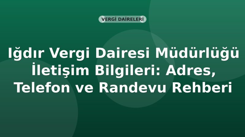 Iğdır Vergi Dairesi Müdürlüğü İletişim Bilgileri: Adres, Telefon ve Randevu Rehberi
