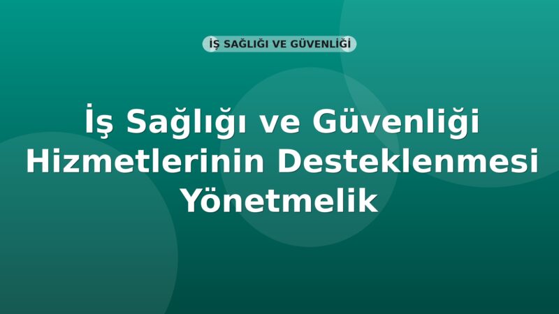 İş Sağlığı ve Güvenliği Hizmetlerinin Desteklenmesi Yönetmelik