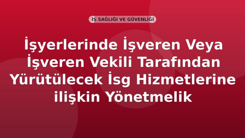 İşyerlerinde İşveren Veya İşveren Vekili Tarafından Yürütülecek İş Sağlığı ve Güvenliği Hizmetlerine İlişkin Yönetmelik