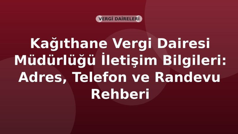 Kağıthane Vergi Dairesi Müdürlüğü İletişim Bilgileri: Adres, Telefon ve Randevu Rehberi