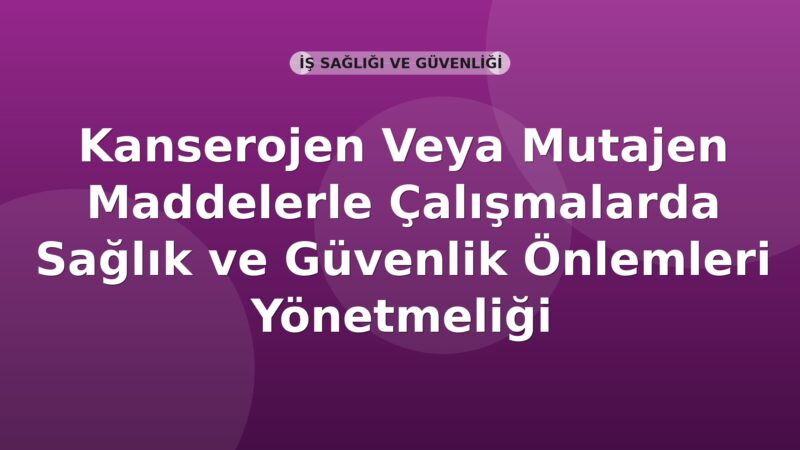 Kanserojen Veya Mutajen Maddelerle Çalışmalarda Sağlık ve Güvenlik Önlemleri Yönetmeliği