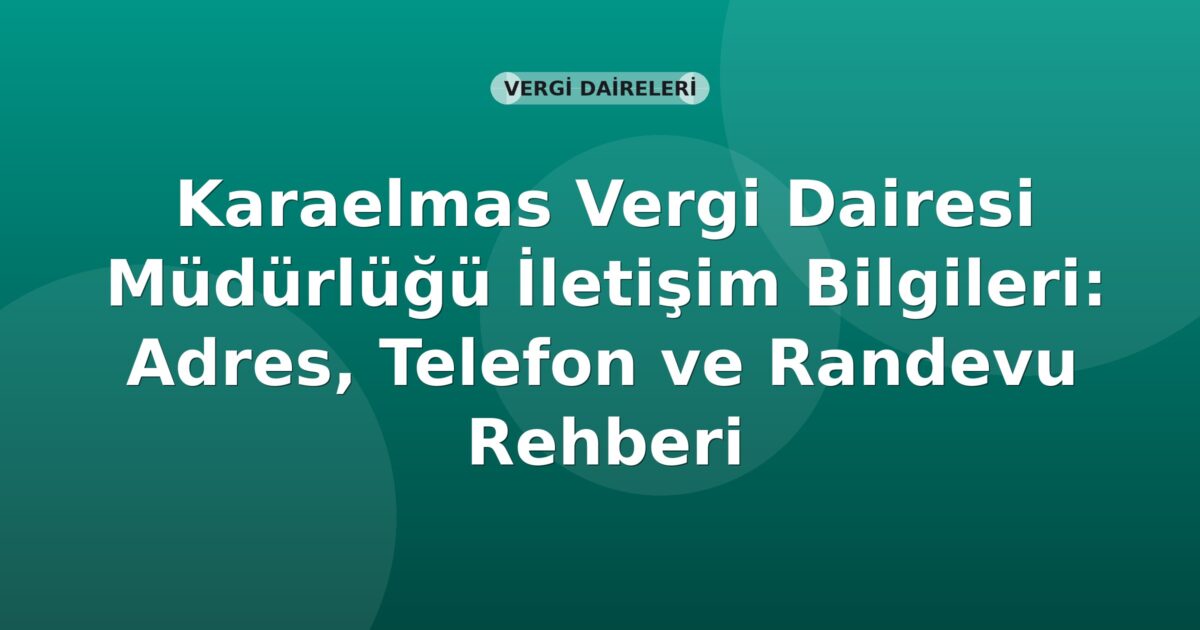 Karaelmas Vergi Dairesi Müdürlüğü İletişim Bilgileri: Adres, Telefon ve Randevu Rehberi