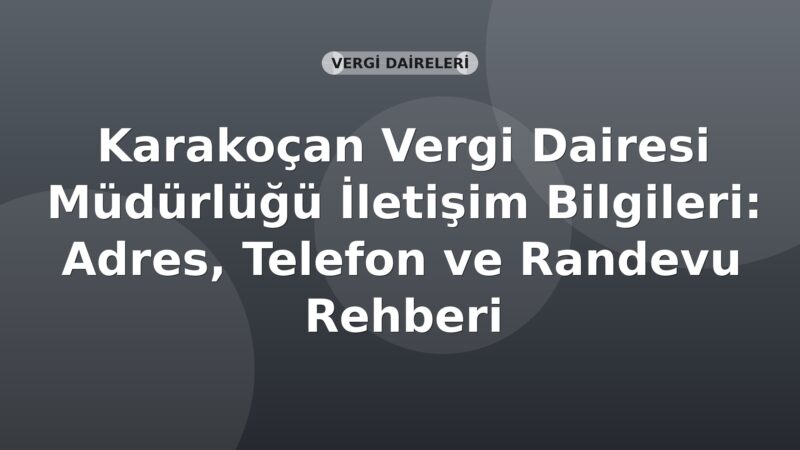 Karakoçan Vergi Dairesi Müdürlüğü İletişim Bilgileri: Adres, Telefon ve Randevu Rehberi