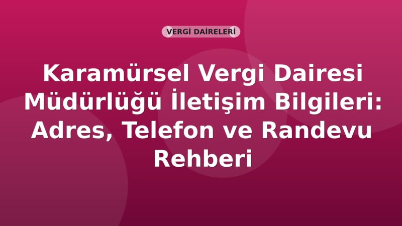 Karamürsel Vergi Dairesi Müdürlüğü İletişim Bilgileri: Adres, Telefon ve Randevu Rehberi
