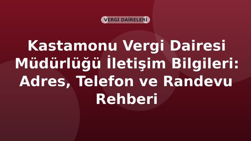 Kastamonu Vergi Dairesi Müdürlüğü İletişim Bilgileri: Adres, Telefon ve Randevu Rehberi
