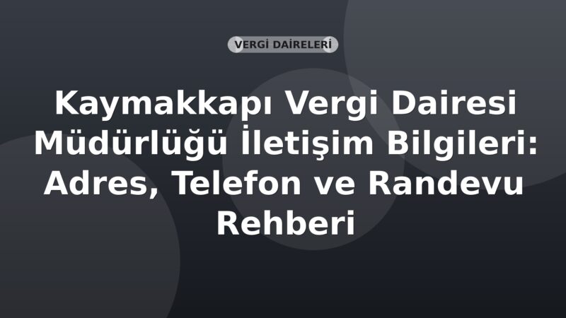 Kaymakkapı Vergi Dairesi Müdürlüğü İletişim Bilgileri: Adres, Telefon ve Randevu Rehberi