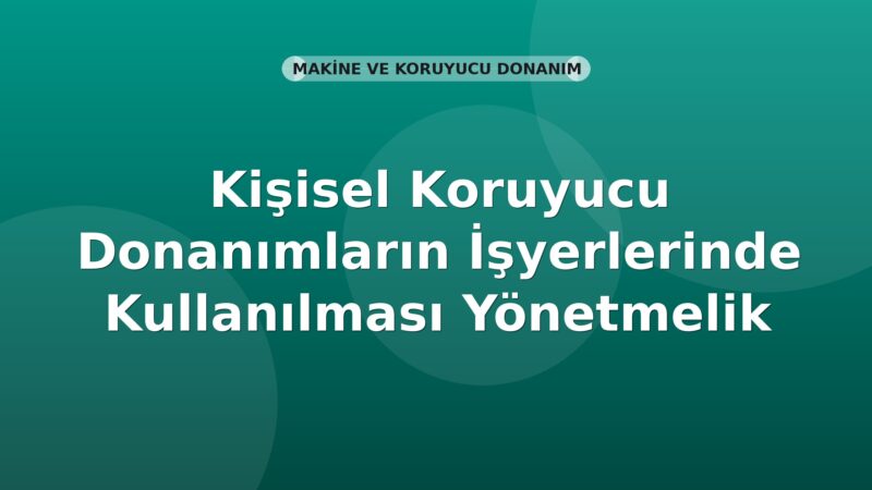 Kişisel Koruyucu Donanımların İşyerlerinde Kullanılması Yönetmelik
