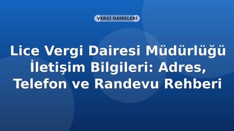 Lice Vergi Dairesi Müdürlüğü İletişim Bilgileri: Adres, Telefon ve Randevu Rehberi