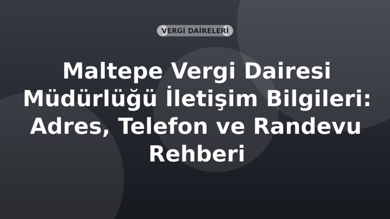Maltepe Vergi Dairesi Müdürlüğü İletişim Bilgileri: Adres, Telefon ve Randevu Rehberi