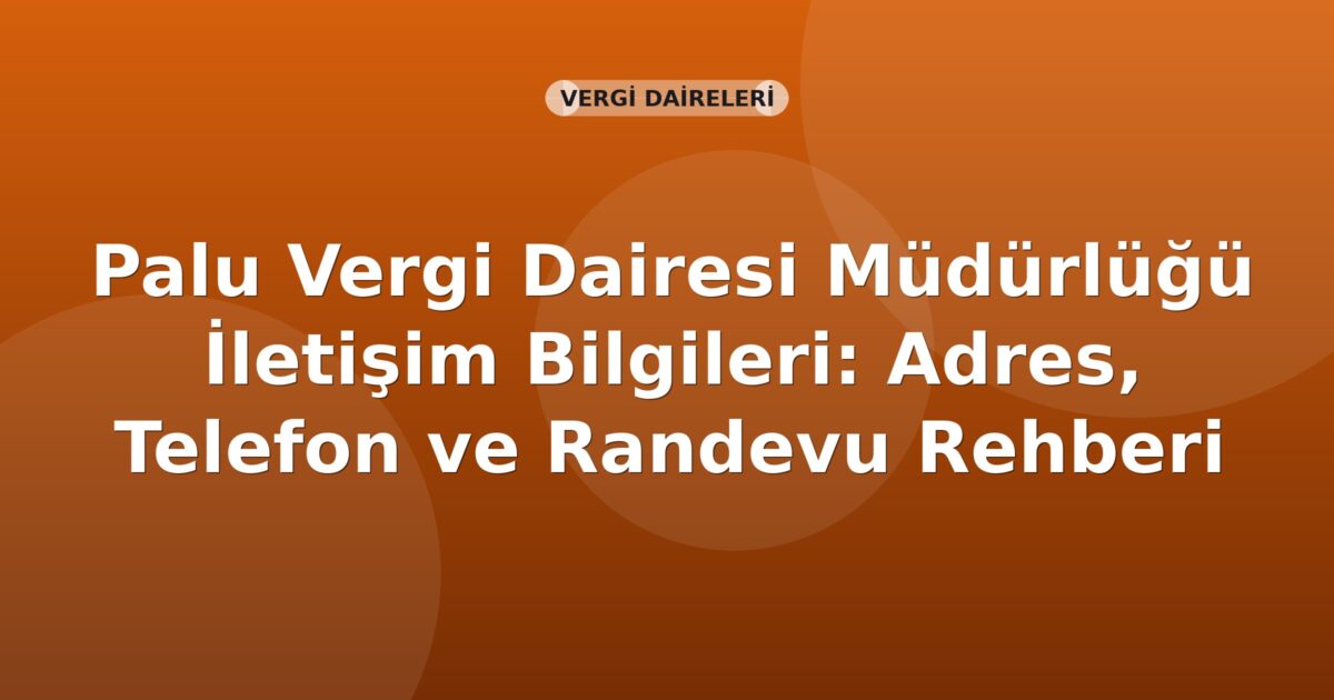 Palu Vergi Dairesi Müdürlüğü İletişim Bilgileri: Adres, Telefon ve Randevu Rehberi