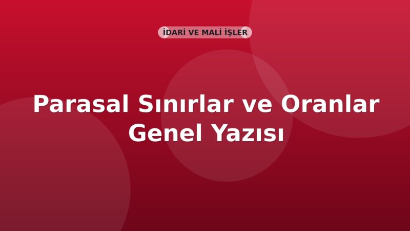 SGK Parasal Sınırlar ve Oranlar Genel Yazısı
