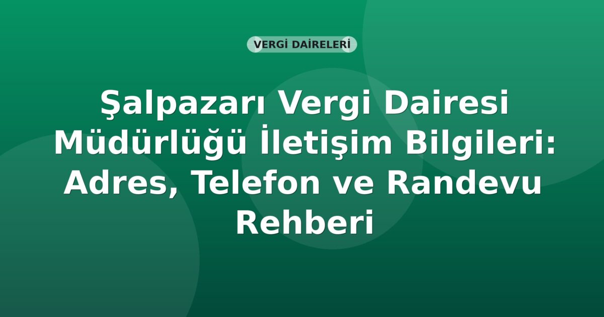 Şalpazarı Vergi Dairesi Müdürlüğü İletişim Bilgileri: Adres, Telefon ve Randevu Rehberi