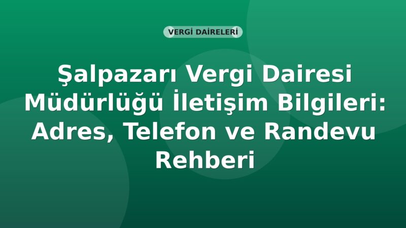Şalpazarı Vergi Dairesi Müdürlüğü İletişim Bilgileri: Adres, Telefon ve Randevu Rehberi