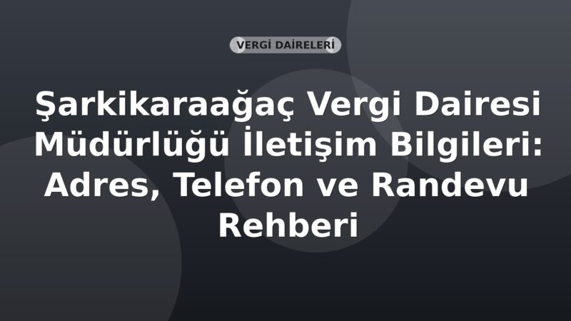 Şarkikaraağaç Vergi Dairesi Müdürlüğü İletişim Bilgileri: Adres, Telefon ve Randevu Rehberi