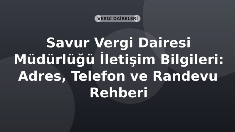 Savur Vergi Dairesi Müdürlüğü İletişim Bilgileri: Adres, Telefon ve Randevu Rehberi