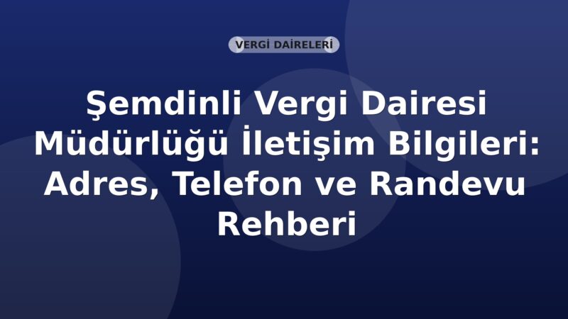 Şemdinli Vergi Dairesi Müdürlüğü İletişim Bilgileri: Adres, Telefon ve Randevu Rehberi