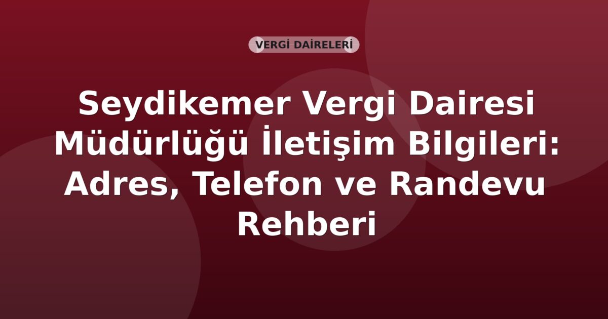 Seydikemer Vergi Dairesi Müdürlüğü İletişim Bilgileri: Adres, Telefon ve Randevu Rehberi
