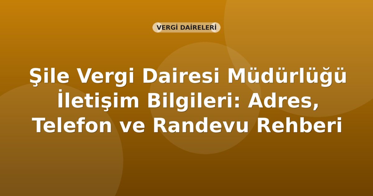 Şile Vergi Dairesi Müdürlüğü İletişim Bilgileri: Adres, Telefon ve Randevu Rehberi