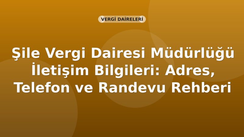 Şile Vergi Dairesi Müdürlüğü İletişim Bilgileri: Adres, Telefon ve Randevu Rehberi