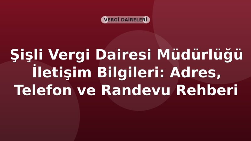 Şişli Vergi Dairesi Müdürlüğü İletişim Bilgileri: Adres, Telefon ve Randevu Rehberi