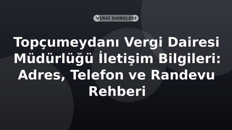 Topçumeydanı Vergi Dairesi Müdürlüğü İletişim Bilgileri: Adres, Telefon ve Randevu Rehberi