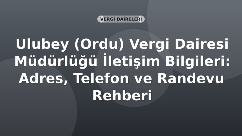 Ulubey (Ordu) Vergi Dairesi Müdürlüğü İletişim Bilgileri: Adres, Telefon ve Randevu Rehberi