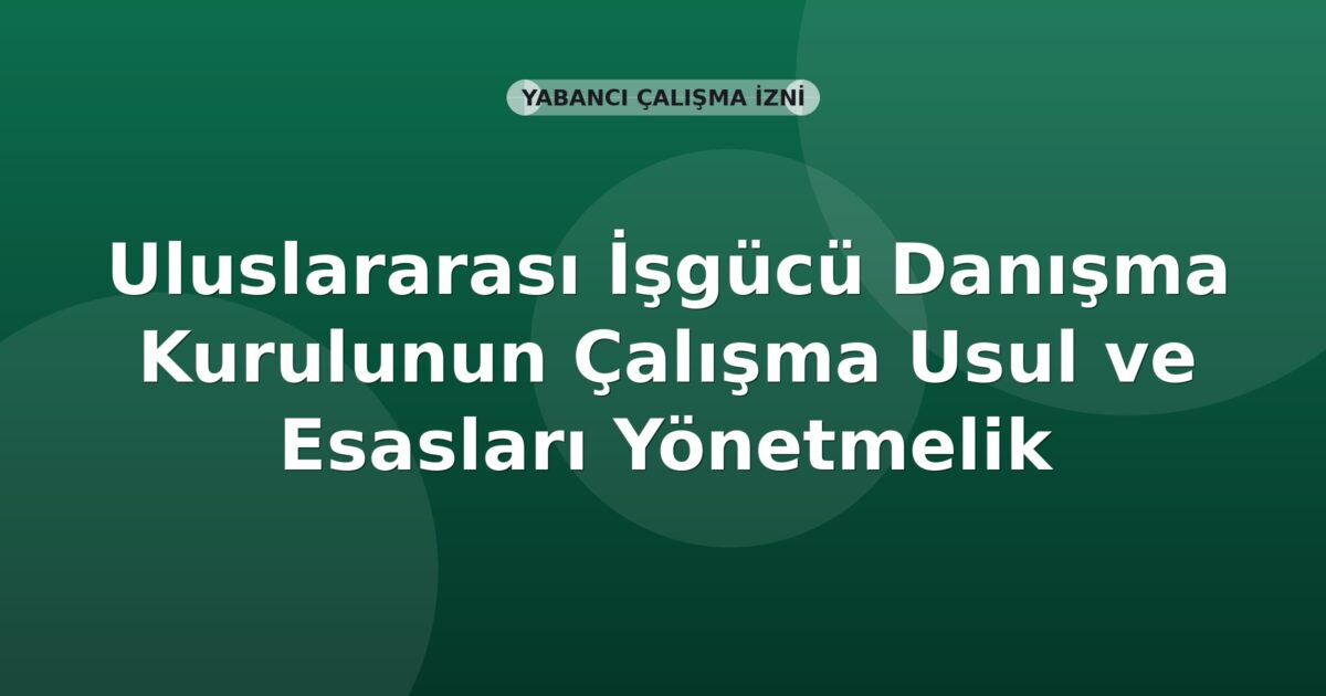 Uluslararası İşgücü Danışma Kurulunun Çalışma Usul ve Esasları Yönetmelik