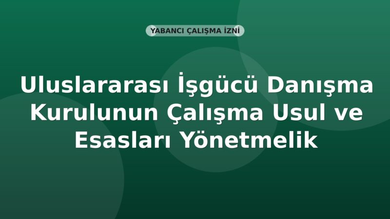 Uluslararası İşgücü Danışma Kurulunun Çalışma Usul ve Esasları Yönetmelik