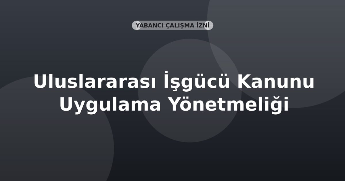 Uluslararası İşgücü Kanunu Uygulama Yönetmeliği