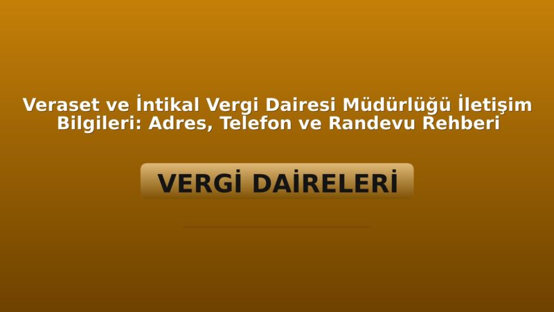 Veraset ve İntikal Vergi Dairesi Müdürlüğü İletişim Bilgileri: Adres, Telefon ve Randevu Rehberi