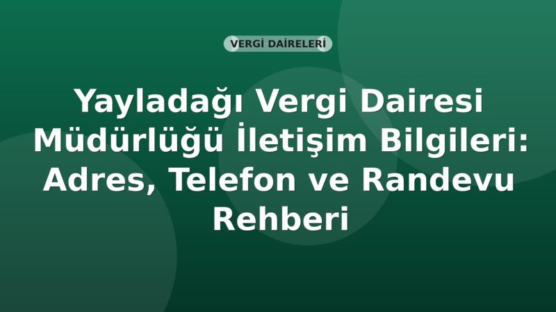 Yayladağı Vergi Dairesi Müdürlüğü İletişim Bilgileri: Adres, Telefon ve Randevu Rehberi
