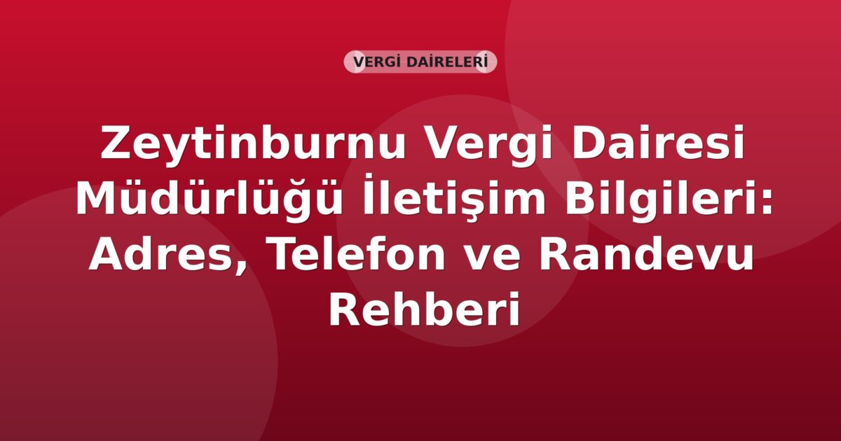 Zeytinburnu Vergi Dairesi Müdürlüğü İletişim Bilgileri: Adres, Telefon ve Randevu Rehberi