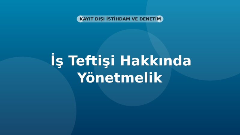 İş Teftişi Hakkında Yönetmelik